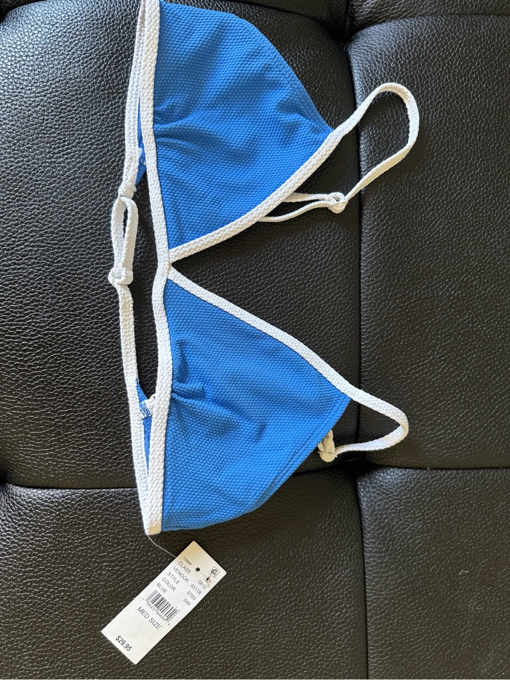 PacSun Blue Triangle Bikini Top with White Trim